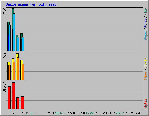 Daily usage for July 2025